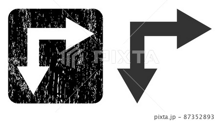 Textured Bifurcation Arrow Right Down Stencil Imprint Textured Bifurcation Arrow Right Down Stencil Imprint 87352893