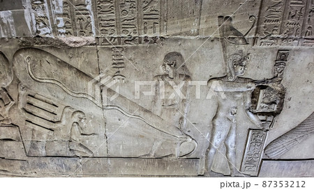 Dendera temple or Temple of Hathor. Egypt. Dendera, Denderah, is a small town in Egypt. Dendera Temple complex, one of the best-preserved temple sites from ancient Upper Egypt. Dendera temple or Temple of Hathor. Egypt. Dendera, Denderah, is a small town in Egypt. Dendera Temple complex, one of the best-preserved temple sites from ancient Upper Egypt. 87353212