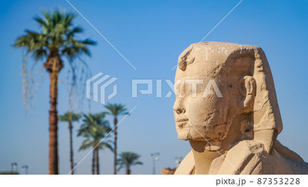 Luxor Temple in Luxor, ancient Thebes, Egypt. Luxor Temple is a large Ancient Egyptian temple complex located on the east bank of the Nile River and was constructed approximately 1400 BCE. 87353228