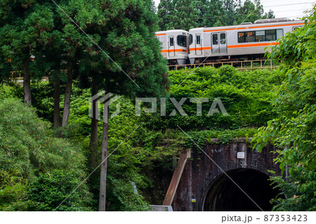 【東海道線】黒血川を通過する電車 87353423