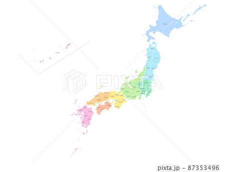 日本地図 地図 都道府県別パーツ 87353496