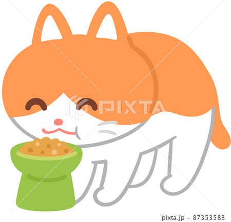 背の高い食器でフードを食べる猫 87353583