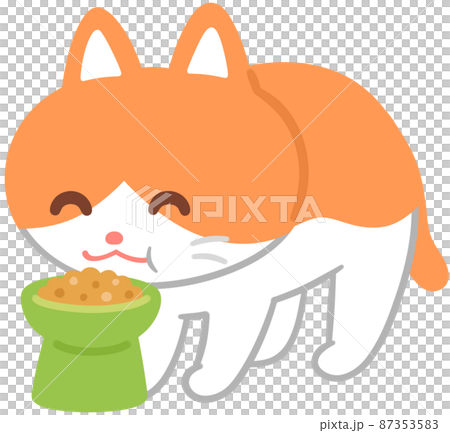 背の高い食器でフードを食べる猫 87353583