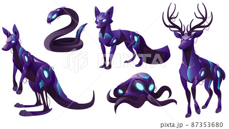 Animal robots, cyborgs kangaroo, snake, fox, deer 87353680