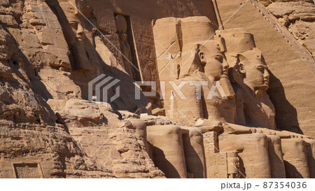 Aswan, Egypt : Great Abu Simbel temple of Pharaoh Ramses II in southern Egypt in Nubia next to Lake Nasser. Aswan, Egypt : Great Abu Simbel temple of Pharaoh Ramses II in southern Egypt in Nubia next to Lake Nasser. 87354036