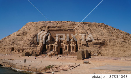 Aswan, Egypt : Great Abu Simbel temple of Pharaoh Ramses II in southern Egypt in Nubia next to Lake Nasser. Aswan, Egypt : Great Abu Simbel temple of Pharaoh Ramses II in southern Egypt in Nubia next to Lake Nasser. 87354043