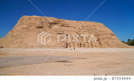 Aswan, Egypt : temple of Nefertari next to the temple of Abu Simbel temple of Pharaoh Ramses II in southern Egypt in Nubia next to Lake Nasser. Aswan, Egypt : temple of Nefertari next to the temple of Abu Simbel temple of Pharaoh Ramses II in southern Egypt in Nubia next to Lake Nasser. 87354044