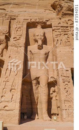 Aswan, Egypt : temple of Nefertari next to the temple of Abu Simbel temple of Pharaoh Ramses II in southern Egypt in Nubia next to Lake Nasser. Aswan, Egypt : temple of Nefertari next to the temple of Abu Simbel temple of Pharaoh Ramses II in southern Egypt in Nubia next to Lake Nasser. 87354051