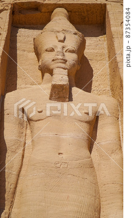 Aswan, Egypt : temple of Nefertari next to the temple of Abu Simbel temple of Pharaoh Ramses II in southern Egypt in Nubia next to Lake Nasser. Aswan, Egypt : temple of Nefertari next to the temple of Abu Simbel temple of Pharaoh Ramses II in southern Egypt in Nubia next to Lake Nasser. 87354084