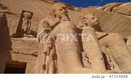 Aswan, Egypt : Great Abu Simbel temple of Pharaoh Ramses II in southern Egypt in Nubia next to Lake Nasser. Aswan, Egypt : Great Abu Simbel temple of Pharaoh Ramses II in southern Egypt in Nubia next to Lake Nasser. 87354099