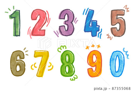 水彩タッチの数字（ベクター） 87355068