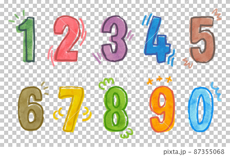水彩タッチの数字（ベクター） 87355068