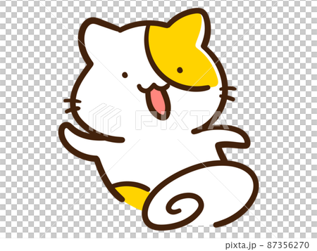 キャラクターグッズ 手描き風イラスト ダッシュするかわいいねこのキャラクターの手書き風イラストのイラスト