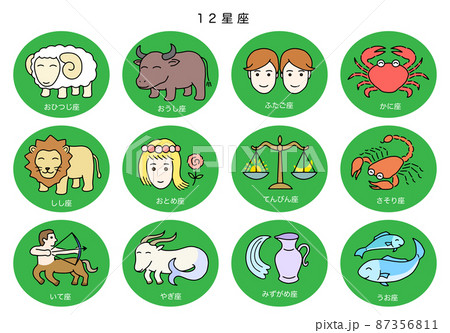 12星座　かわいいアイコン　ステッカー風 87356811