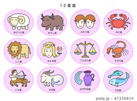 12星座 かわいいアイコン ステッカー風 12星座 かわいいアイコン ステッカー風 87356814