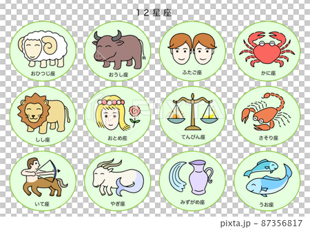 12星座　かわいいアイコン　ステッカー風 87356817