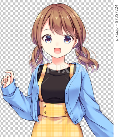 アニメ風女性キャラクターイラスト アニメ風の女性キャラクター 明るい顔のイラスト素材 [87357224