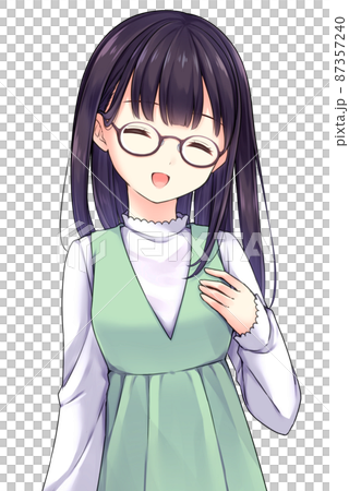 アニメ風女性キャラクターイラスト アニメ風の女性キャラクター 笑顔のイラスト素材 [87357240] - PIXTA