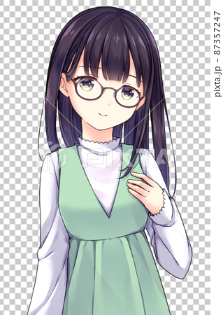 Anime-style female character smile - Stock Illustration [87357247] - PIXTA