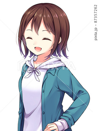アニメ風女性キャラクターイラスト アニメ風の女性キャラクター 笑顔のイラスト素材 [87357262] - PIXTA
