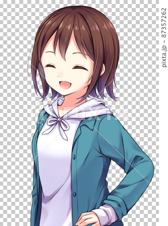 Anime-style female character smile - Stock Illustration