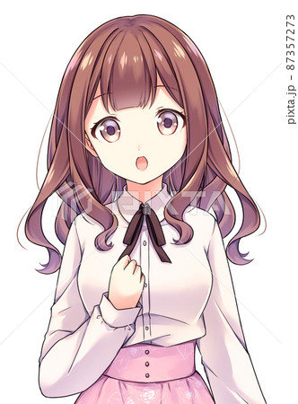『4年保証』 アニメ風の女性キャラクター びっくりのイラスト素材 [87357273 絵画