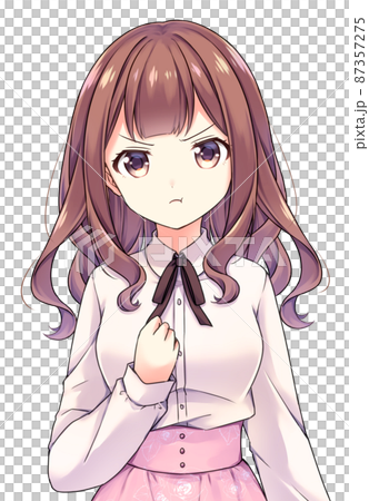 アニメ風女性キャラクターイラスト アニメ風の女性キャラクター 怒りのイラスト素材 [87357275] - PIXTA