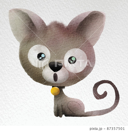 Watercolor cute cat clipart 87357501