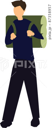 バックパック・リュックを担いで旅をする男性 イラスト ハイキング・キャンプ・アウトドア バックパック・リュックを担いで旅をする男性 イラスト ハイキング・キャンプ・アウトドア 87358957