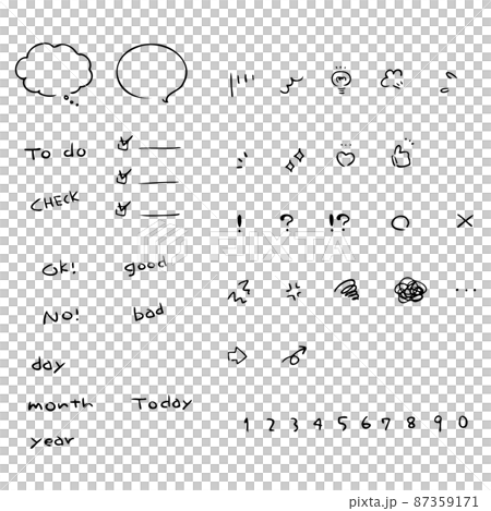 Handwritten style cute mini icon set Handwritten style cute mini icon set 87359171