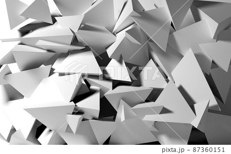 Abstract background with white 3D shapes flying in the light as a messy array or chaotic structure for any pastel backdrop. 3D illustration 87360151