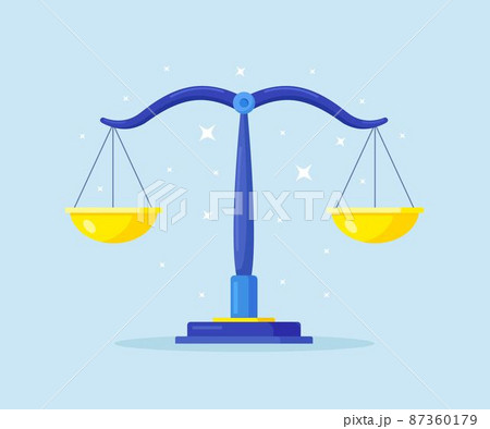 Bowls of scales in balance. Vintage libra isolated on background 87360179