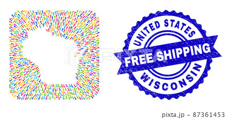 Free Shipping Grunge Stamp and Wisconsin State Map Pointing Stencil Mosaic Free Shipping Grunge Stamp and Wisconsin State Map Pointing Stencil Mosaic 87361453