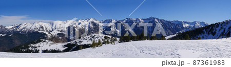 France, Ariege, Mountains Pyrenees, winter sports scene, skiers on the slopes France, Ariege, Mountains Pyrenees, winter sports scene, skiers on the slopes 87361983
