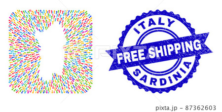 Free Shipping Rubber Stamp and Sardinia Map Motion Stencil Mosaic 87362603
