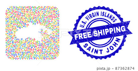 Free Shipping Watermark Stamp Seal and Saint John Island Map Moving Hole Mosaic 87362874