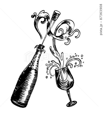 Champagne Bottle Drawing HighRes Vector Graphic  Getty Images