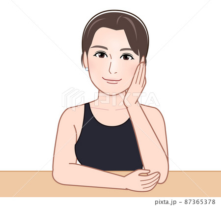 肘をついて考えている女性 肘をついて考えている女性 87365378