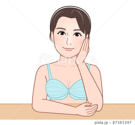 肘をついて考えている女性 87365397