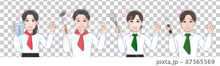調理用具を持った料理人4人 調理用具を持った料理人4人 87365569