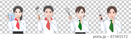 調理用具を持った料理人4人 調理用具を持った料理人4人 87365572