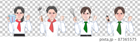 調理用具を持った料理人4人 調理用具を持った料理人4人 87365575