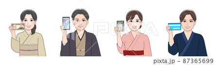 いろいろな道具を持った4人の男女 いろいろな道具を持った4人の男女 87365699