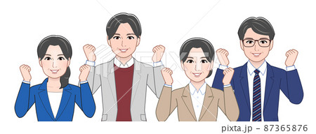 お仕事をする4人の男女 87365876