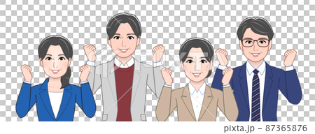 お仕事をする4人の男女 87365876