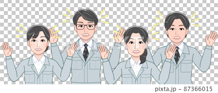 作業着を着て働く人々 87366015