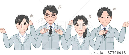 作業着を着て働く人々 作業着を着て働く人々 87366018