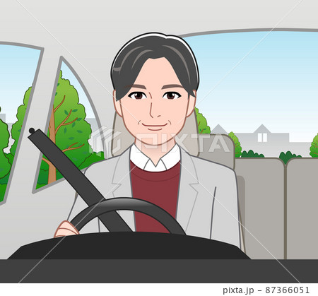 車を運転する男性のイラスト素材