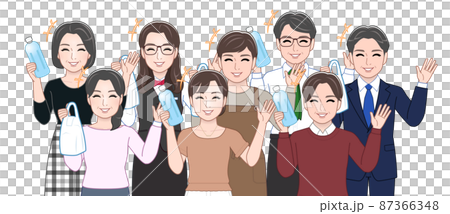 People with plastic trash 87366348