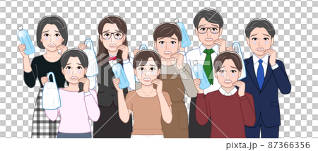 People with plastic trash 87366356